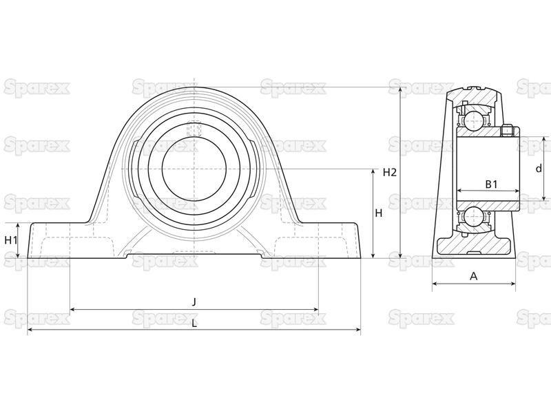 NTN SNR Two-Bolt Pillow Block Bearing (USPE207)