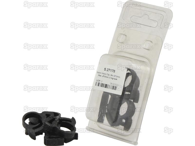 Nylon Hose Clip, Min Ø12mm, Max. Ø15mm, 5 pcs. Agripak.