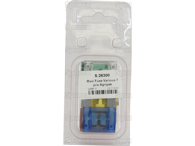 Maxi Blade Fuse Amps Assorted x 7 pcs. Agripak