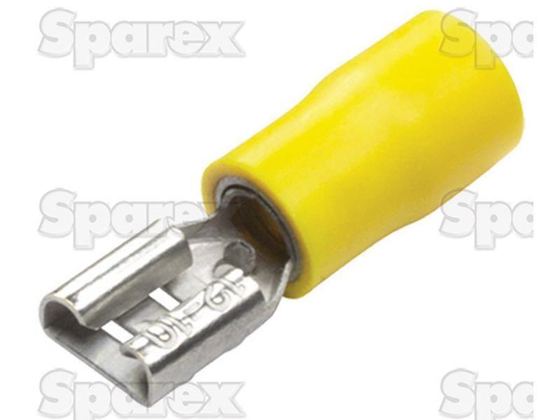 Pre Insulated Spade Terminal, Double Grip - Female, 6.3mm, Yellow (4.0 - 6.0mm)