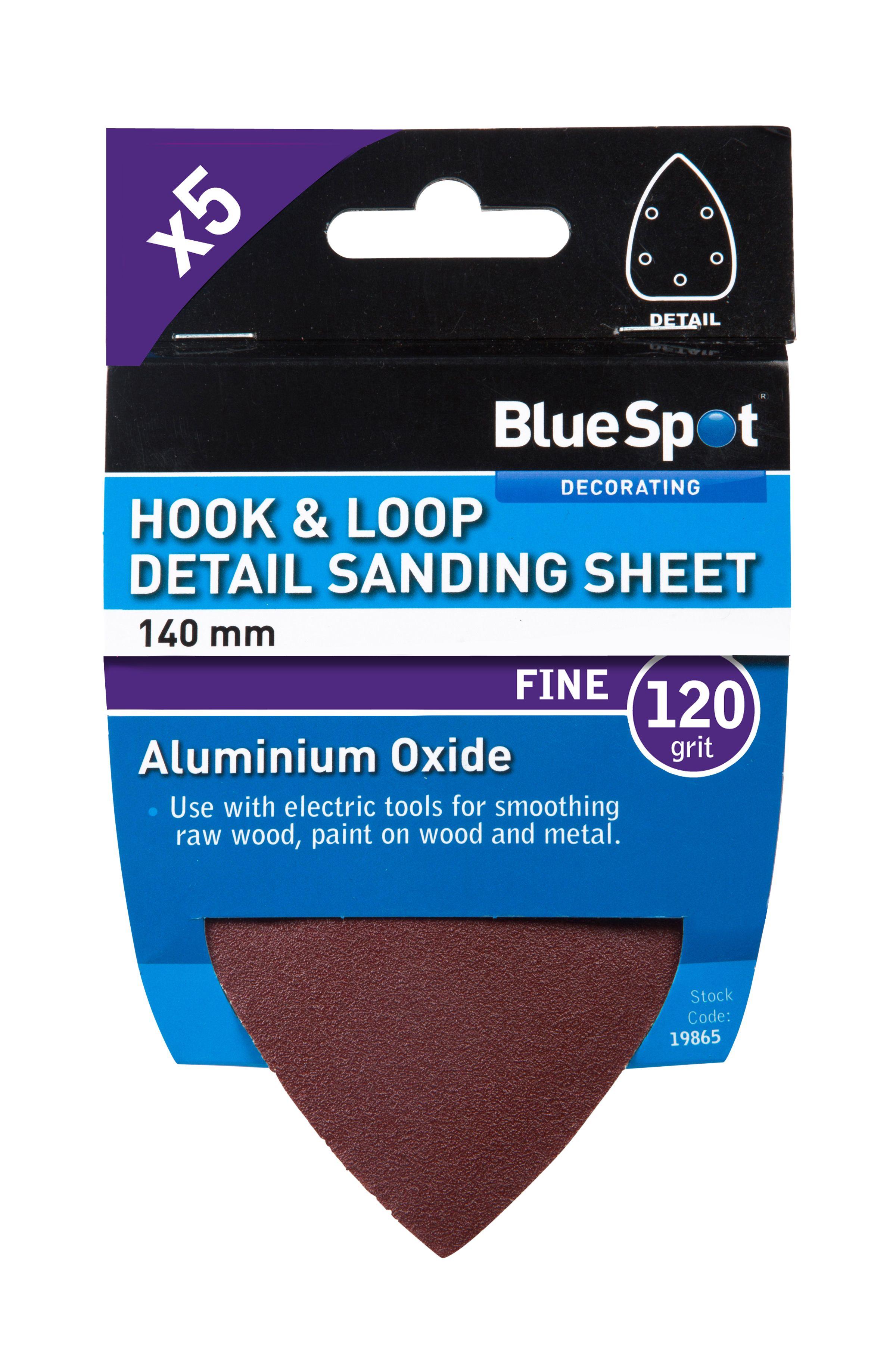 Blue Spot Tools 140mm 5 Pack 120 Grit Detail Sanding Sheets