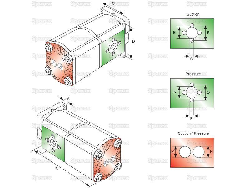 Tandem Hydraulic Pump for Case IH, Bosch