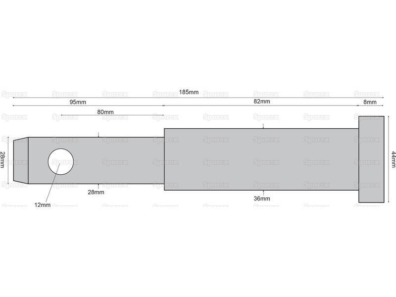 Lower link implement pin dual 28 - 36x185mm, Thread size xmm Thread size 2/3