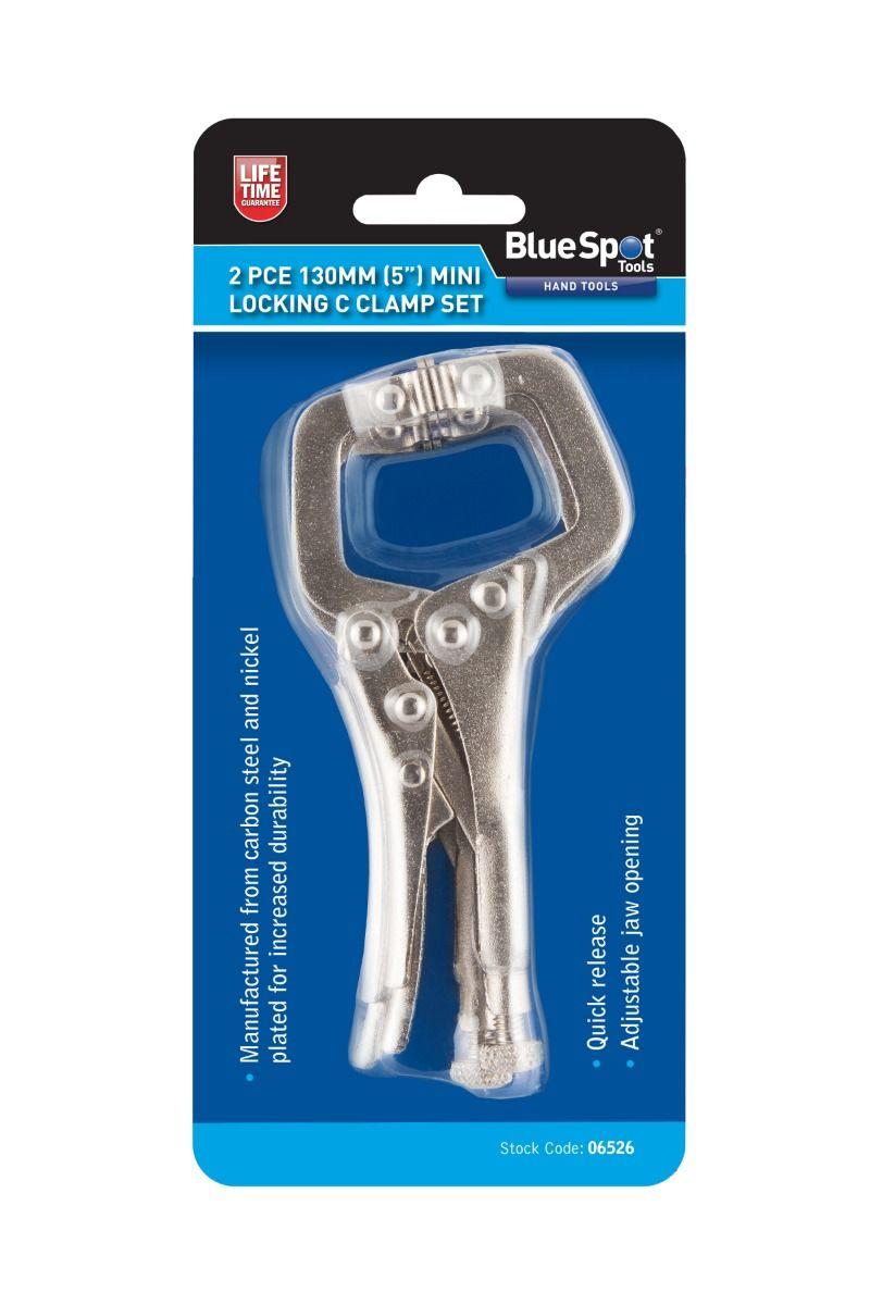 Blue Spot Tools 2 PCE 100mm Mini Locking C Clamp Set