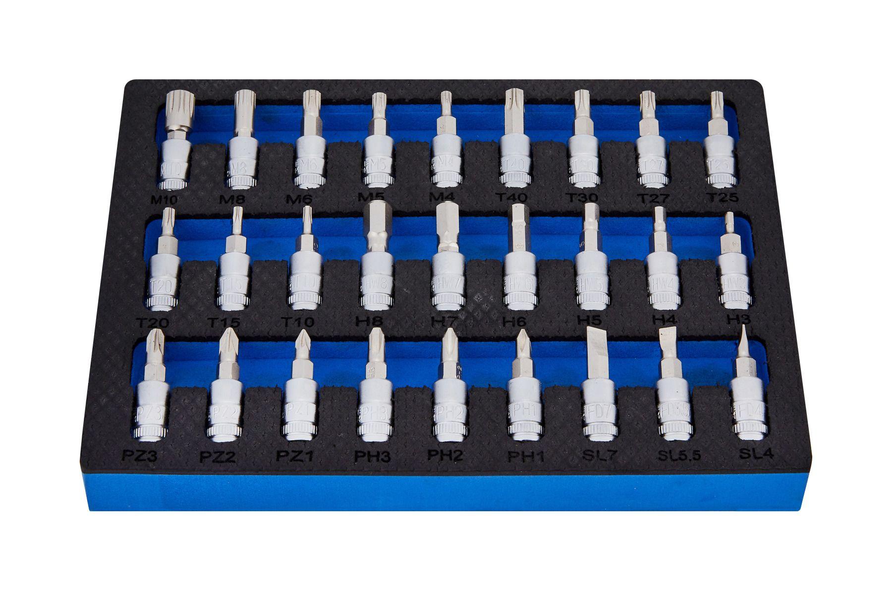 Blue Spot Tools 27 PCE 1/4" Mixed Socket Bit Set In Foam