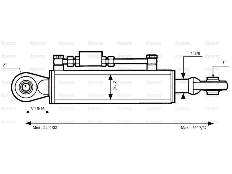 Hydraulic Top Link (Cat.1/2) Ball and Ball, Cylinder Bore: 63mm, Min. Length : 610mm. for Case IH, Ford New Holland