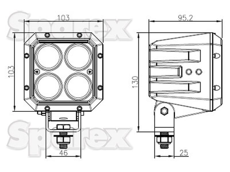LED Work Light (Cree High Power), Interference: Class 3, 7200 Lumens, 10-60V Thomas LED (HP4)