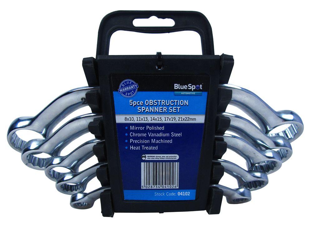 Blue Spot Tools 5 PCE Chrome Vanadium Metric Obstruction Spanner Set (8-22mm)