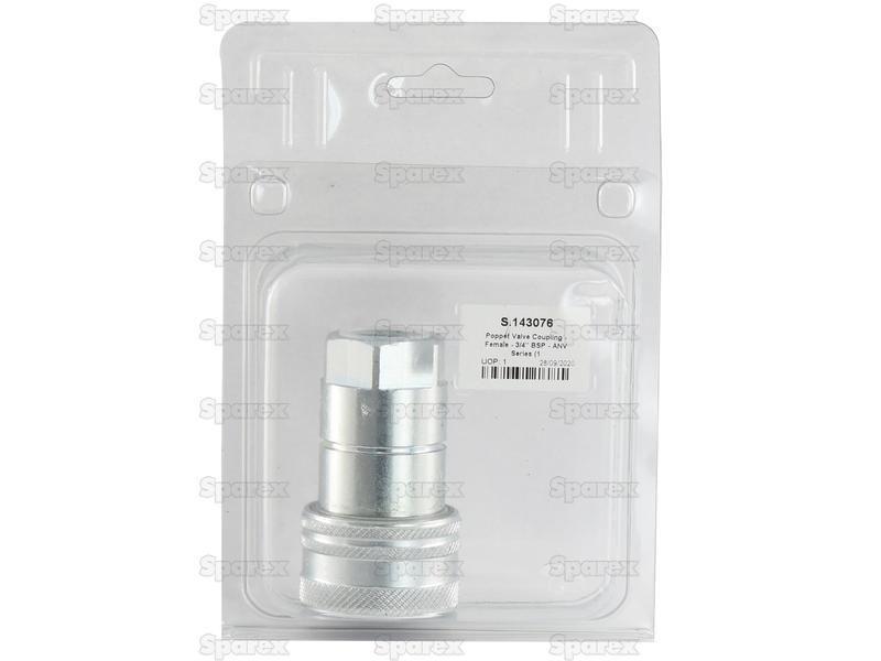 Faster Quick Release Hydraulic Coupling Female 3/4'' Body x 3/4'' BSP Female Thread (Agripak 1pc.) Faster S.p.A (ANV34GASF)