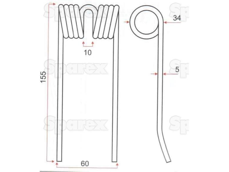 Pick-Up Haytine - -  Length:155mm, Width:60mm, Ø5mm - Replacement for Mengelle for Reco Mengele