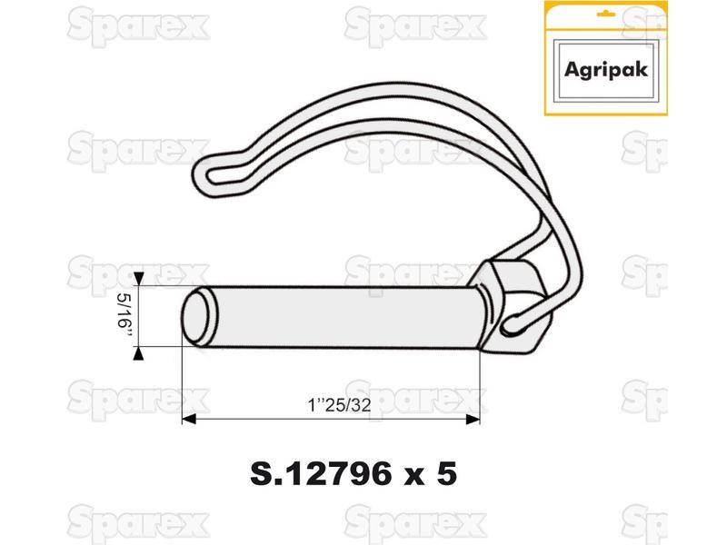 Pipe Linch Pin, Pin Ø8mm x 45mm (5 pcs. Agripak)