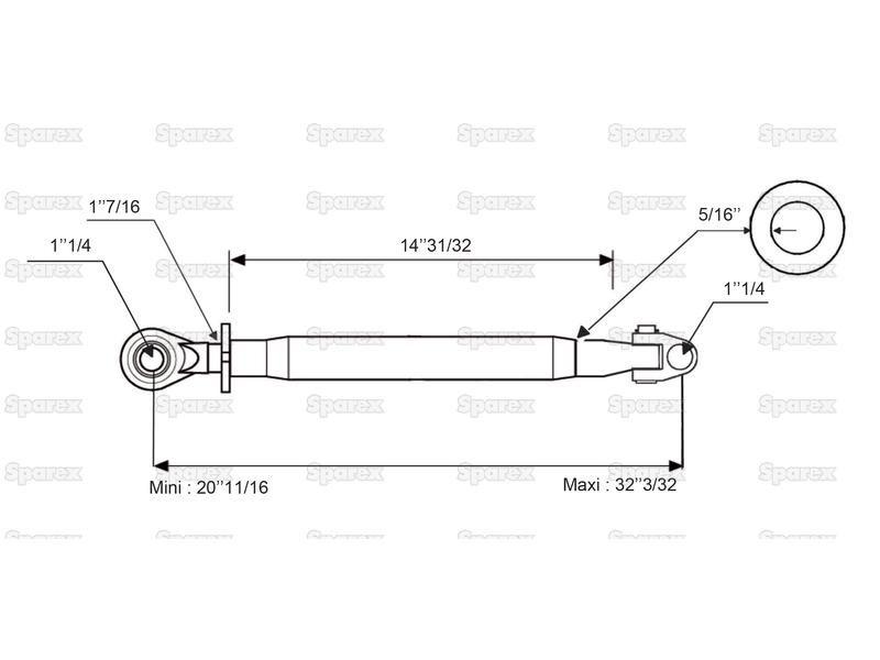 Top Link Superlink (Cat.3/3) Knuckle and Ball, Min. Length: 575mm.