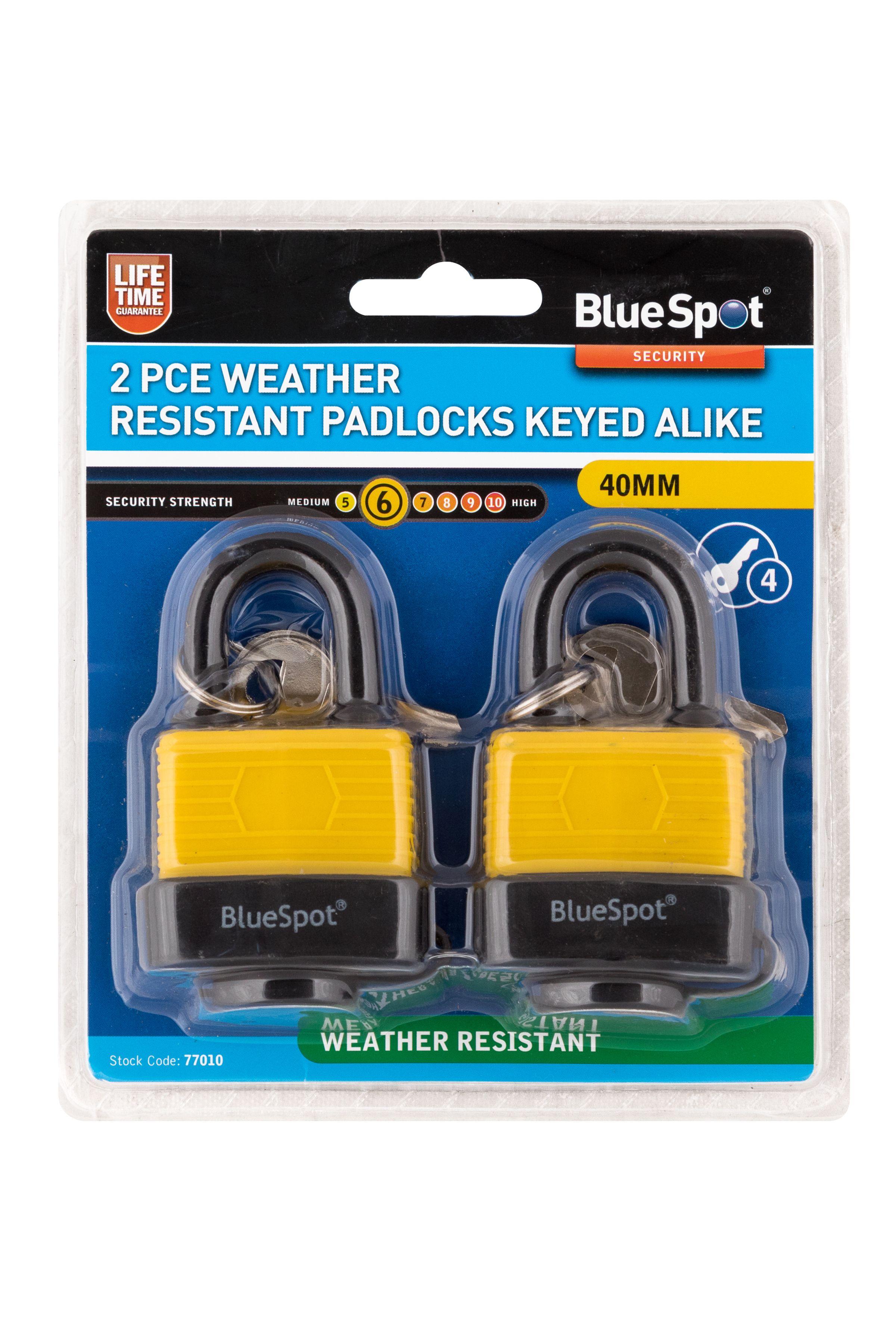 Blue Spot Tools 2 PCE 40mm Weather Resistant Padlocks Keyed Alike