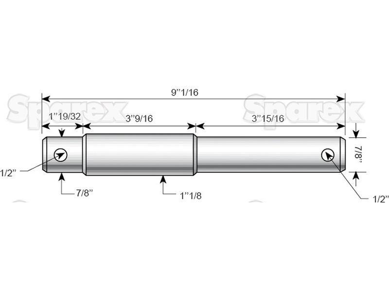 Lower link implement pin dual 22 - 28x230mm, Thread size xmm Thread size 1/2
