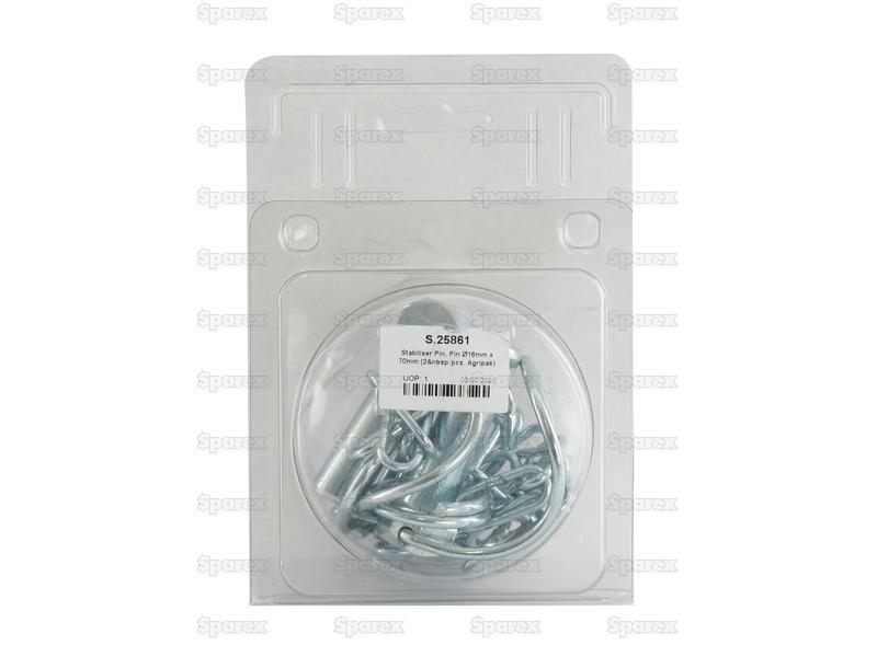 Stabiliser Pin, Pin Ø16mm x 70mm (2 pcs. Agripak)