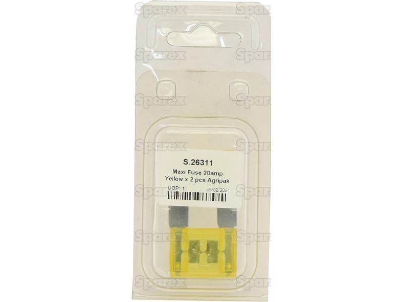 Maxi Blade Fuse Amps Yellow x 2 pcs. Agripak