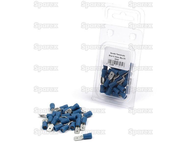 Pre Insulated Spade Terminal, Double Grip - Male, 6.3mm, Blue (1.5 - 2.5mm) (Agripak 25 pcs.)