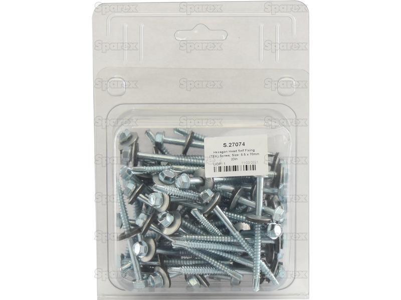 Hexagon Head Self Fixing (TEK) Screw, Size: 5.5 x 70mm (Din 7504K)