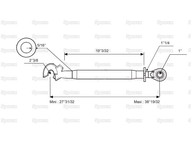 Top Link Superlink (Lever Lock) (Cat.3/3) Ball and Q.R. Hook, Min. Length: 710mm.
