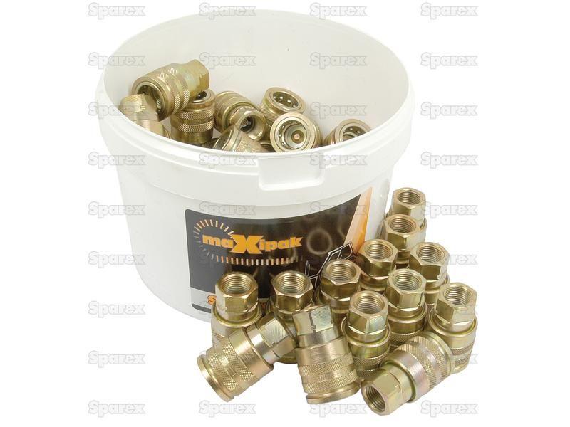 Sparex Quick Release Hydraulic Coupling Female 1/2'' Body x 1/2'' BSP Female Thread (Large Bucket 40 pcs.)