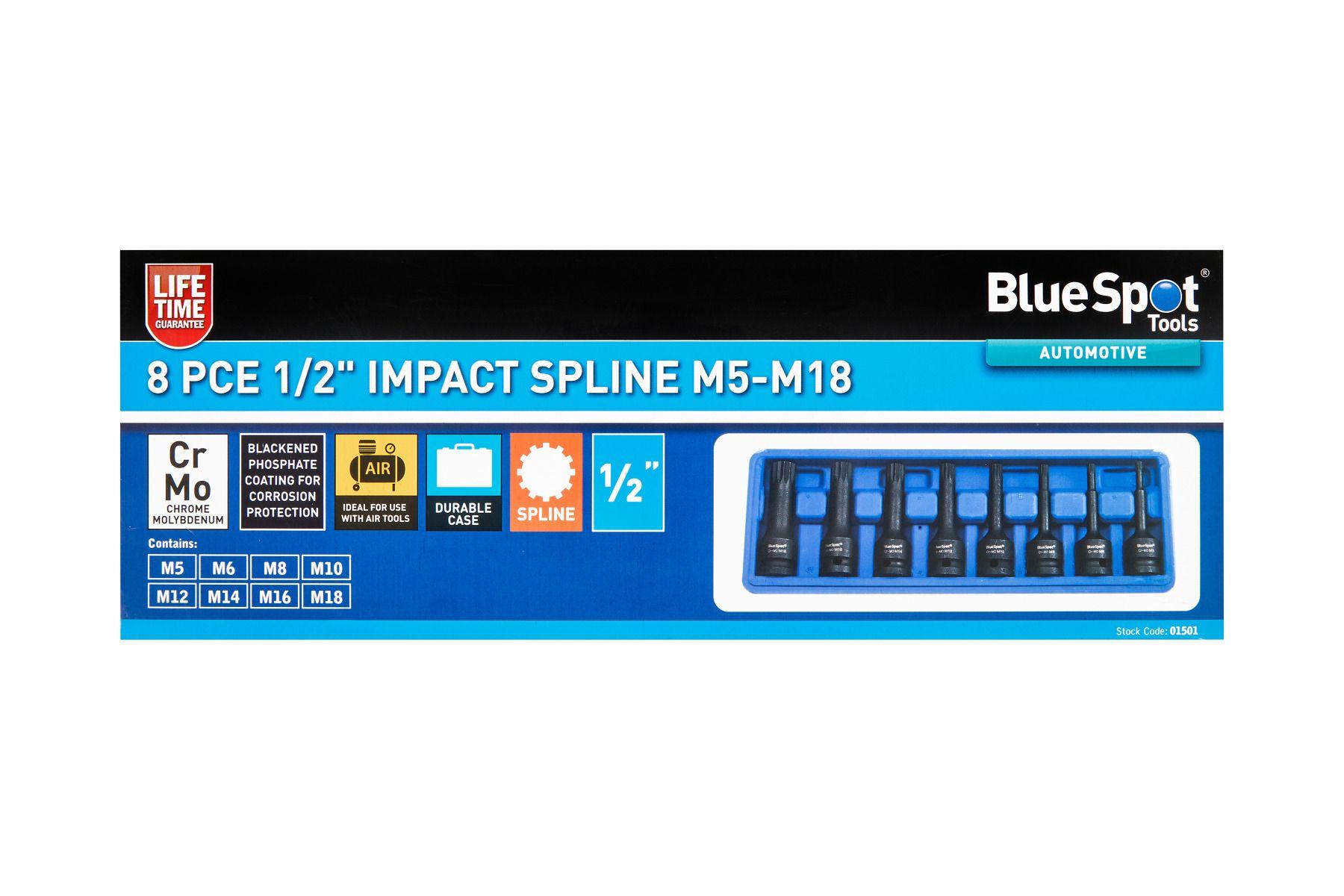Blue Spot Tools 8 PCE 1/2" Impact Spline M5-M18