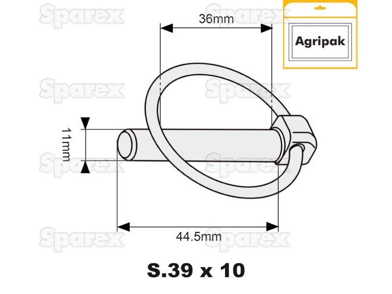 Round Linch Pin, Pin Ø11mm x 44.5mm (10 pcs. Agripak)