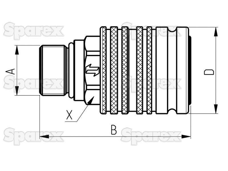 Faster Quick Release Hydraulic Coupling Female 1/2'' Body x 3/8'' BSP Male Bulkhead Faster S.p.A (CPV084/38GAS F, CPV084/38GASF)