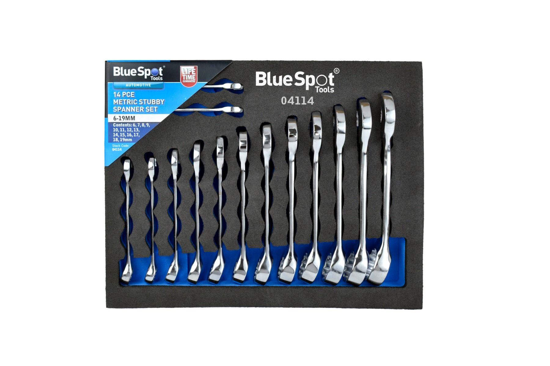 Blue Spot Tools 14 PCE Metric Stubby Spanner Set In EVA Foam (6-19mm)
