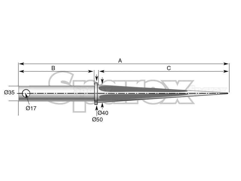 Straight Loader Tine | 850mm for Emily, Magsi (DF035 ANCIEN)
