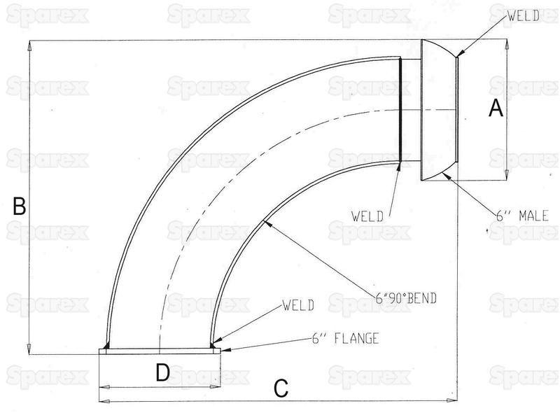 90° Coupling with Square Flange - Male 6'' (159mm) x (150mm) (Galvanised)