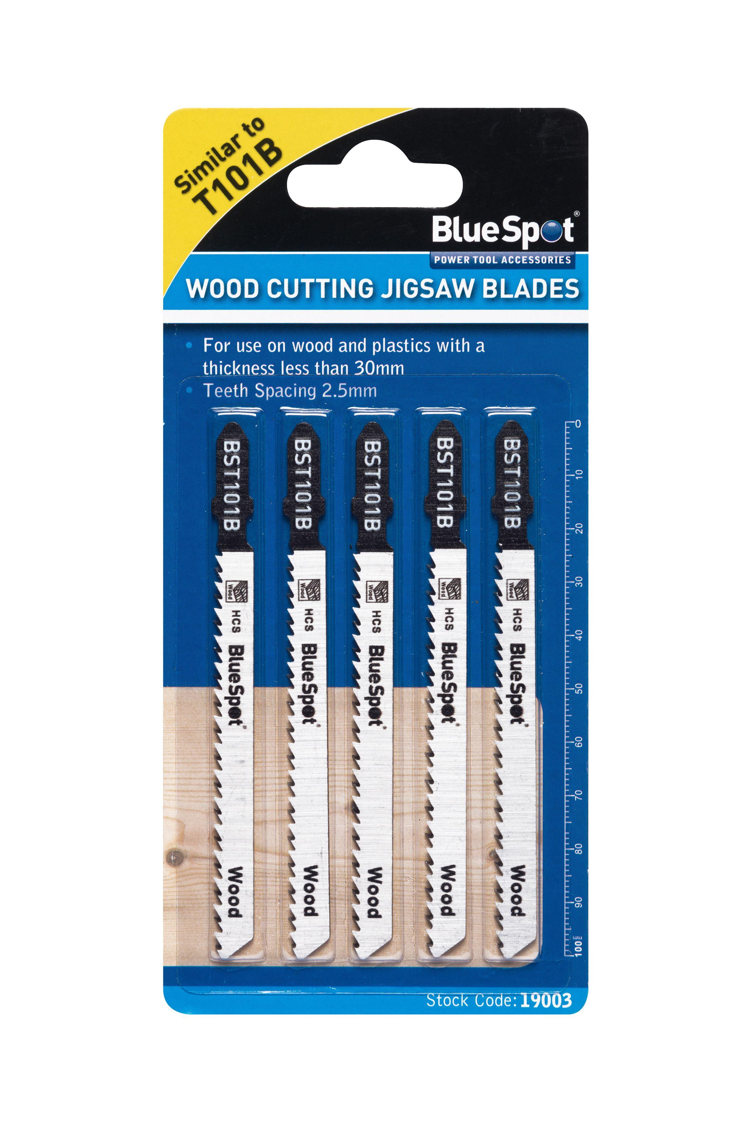 Blue Spot Tools 5 PCE HCS Clean Cut Jigsaw Blades For Wood (10 TPI)
