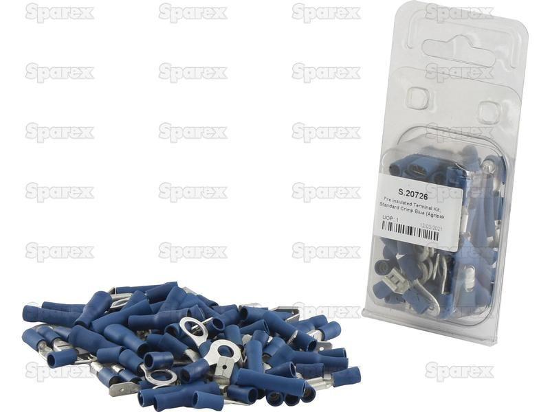 Pre Insulated Terminal Kit, Standard Crimp Blue (Agripak 80 pcs.)