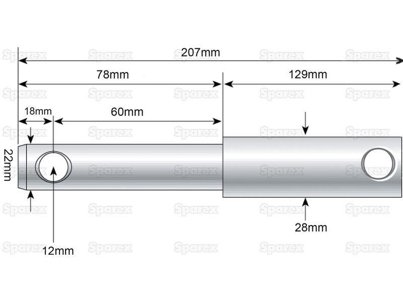 Lower Link Weld On Implement Mounting Pin 22 - 28x207mm Cat. 1/2