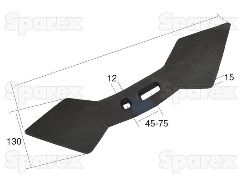 Reversible double heart point 440x135x15mm Hole centres 45/75mm for Rau POLYMAG