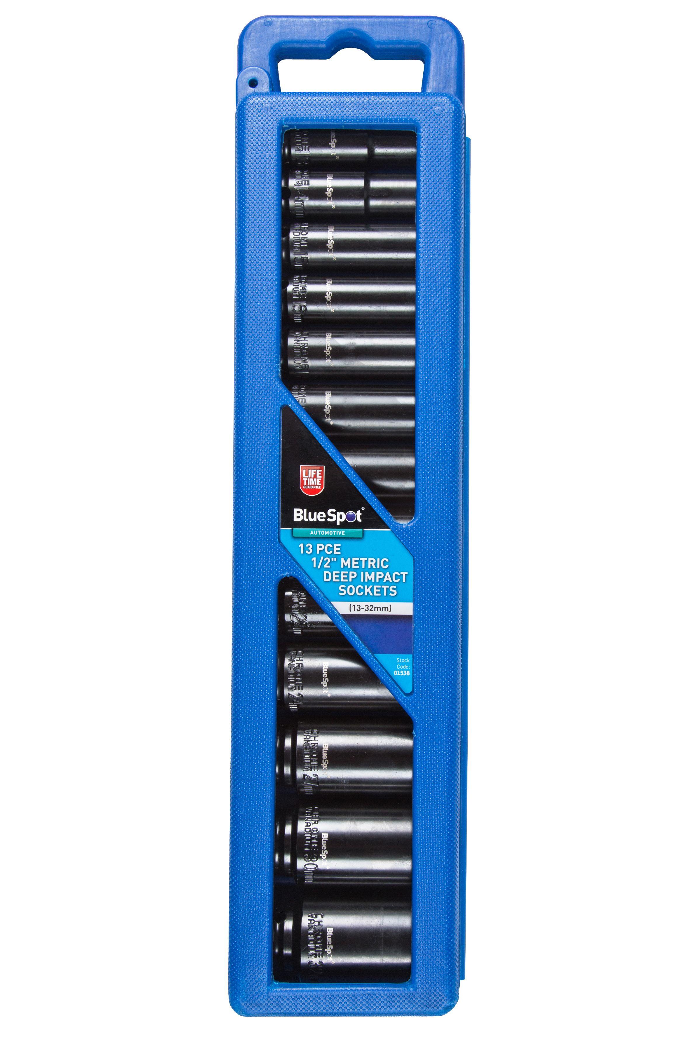 Blue Spot Tools 13 PCE 1/2" Metric Deep Impact Sockets (13-32mm)