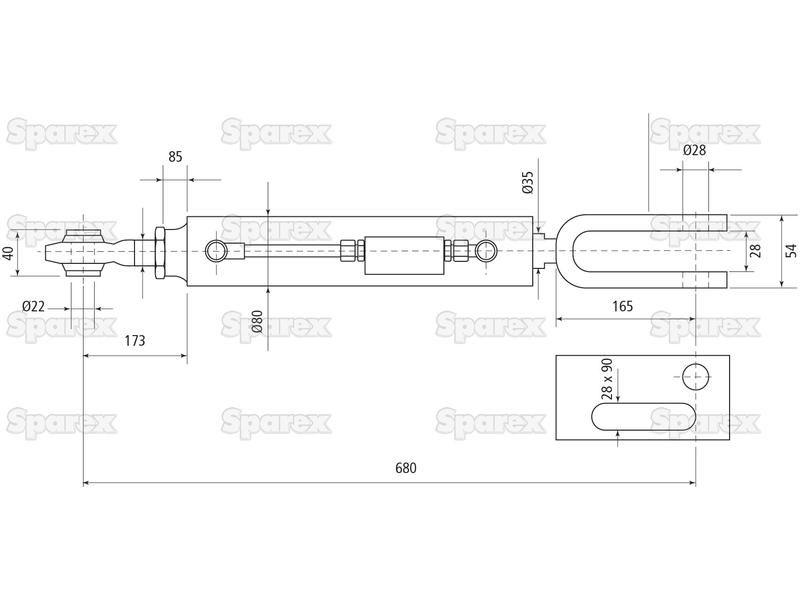 Hydraulic Levelling Box (Supplied with: Hoses), Min. Length: 680mm, Cylinder Bore: 70mm. for Fendt