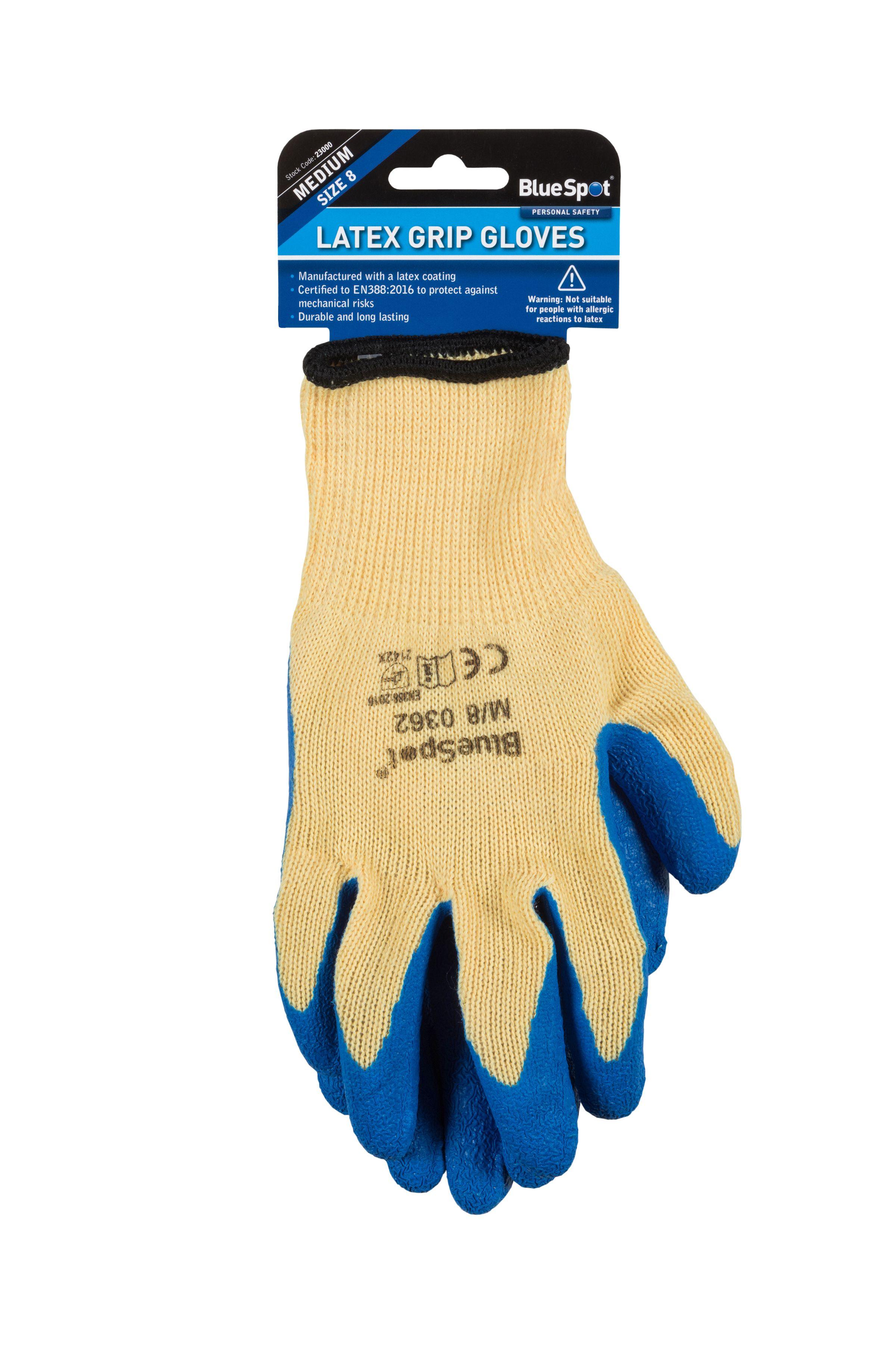 Blue Spot Tools Latex Grip Gloves (Medium)