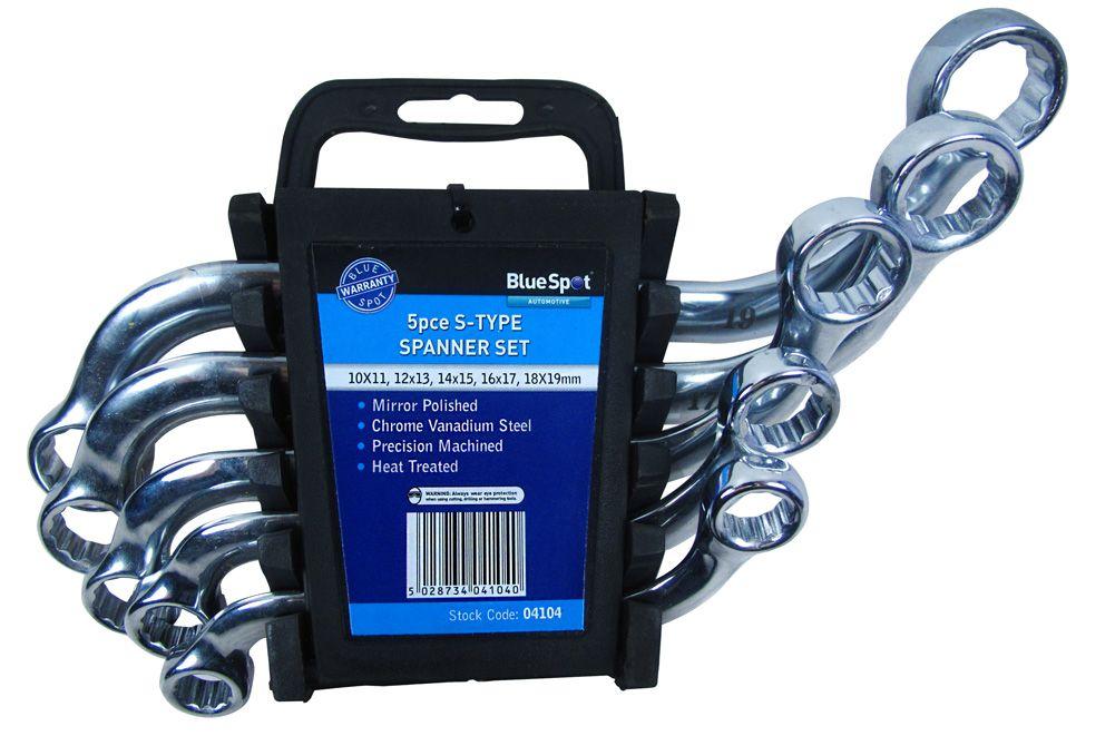 Blue Spot Tools 5 PCE Chrome Vanadium Metric S Type Spanner Set (10-19mm)