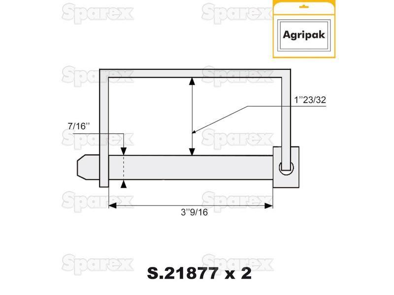 Shaft Locking Pin, Pin Ø11mm x 90mm (2 pcs. Agripak)