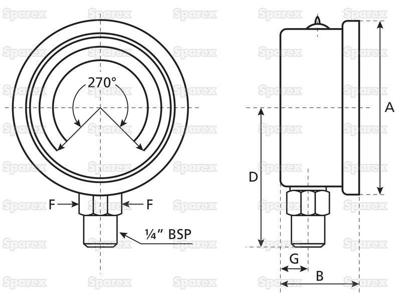 Hydraulic Pressure Gauge Ø63mm (0-400 Bar)