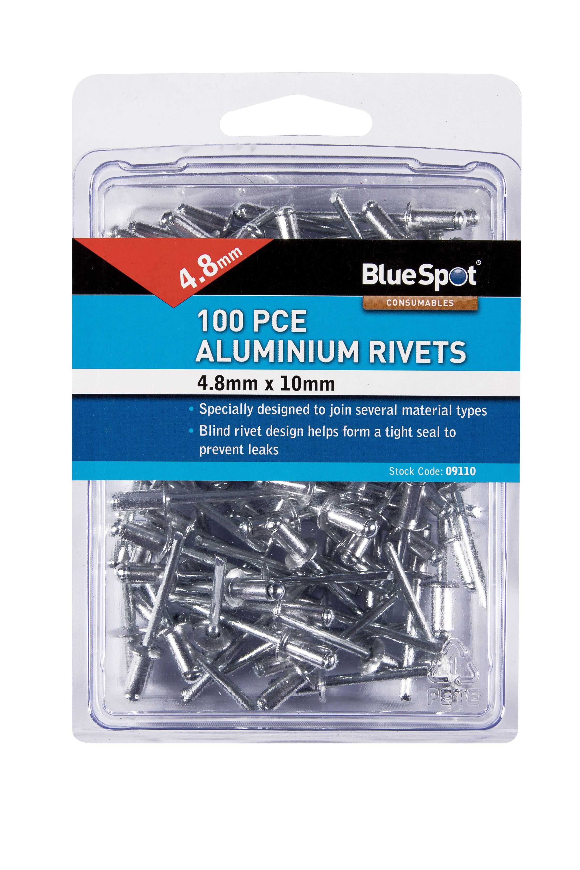 Blue Spot Tools 100 PCE 4.8mm X 10mm Aluminium Rivets
