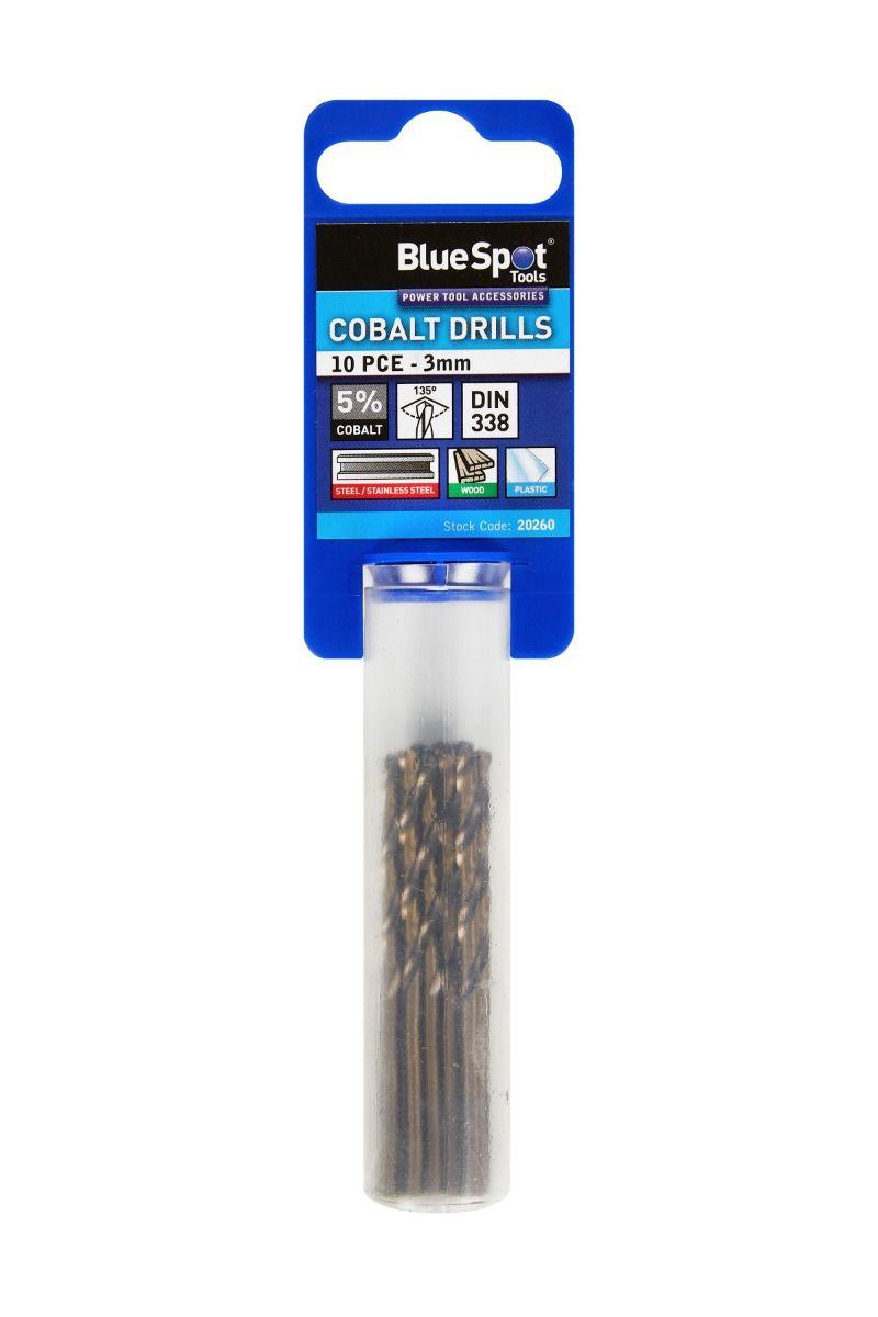 Blue Spot Tools 10 PCE Cobalt Fully Ground 3mm Drills