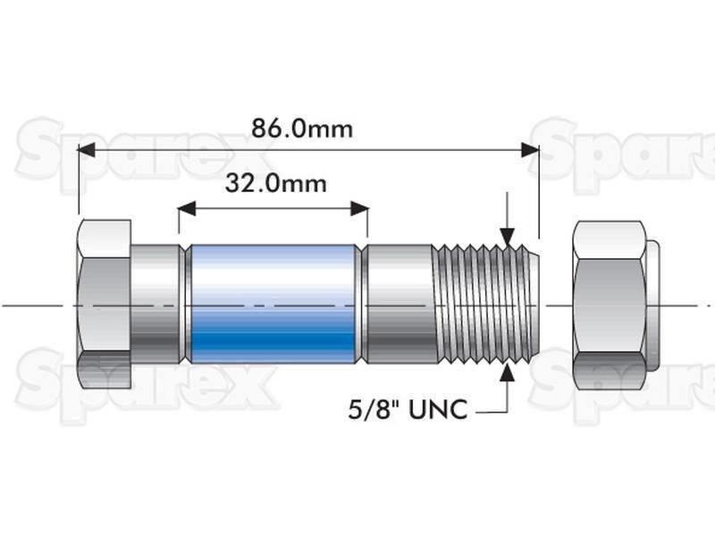 Shear Bolt 5/8" x 86mm, Blue, grade 8.8 | for Dowdeswell (900481)