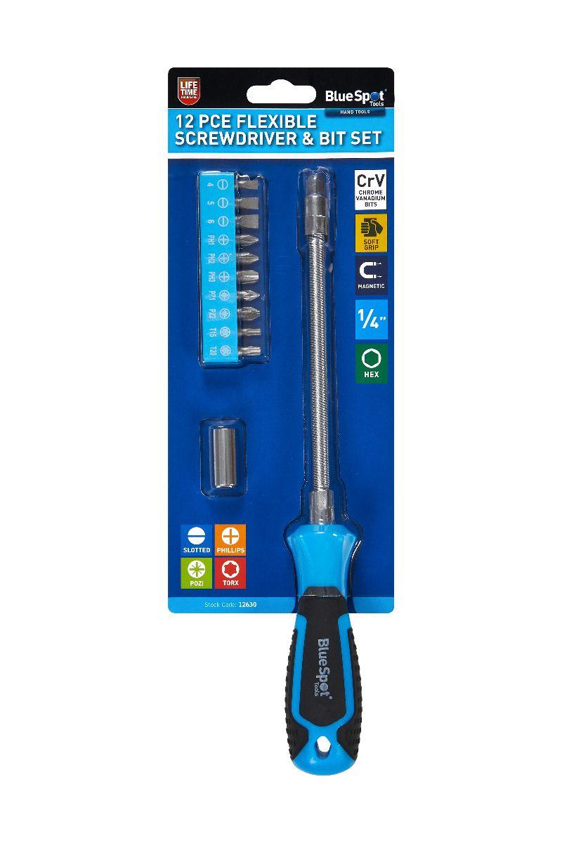 Blue Spot Tools 12PCE Flexy Screwdriver & Bit Set