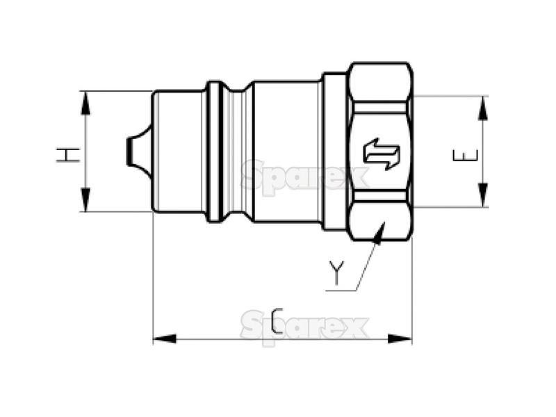 Faster Quick Release Hydraulic Coupling Male 3/4'' Body x 3/4'' BSP Female Thread Faster S.p.A (NV 34 GAS M, NV34GASM)