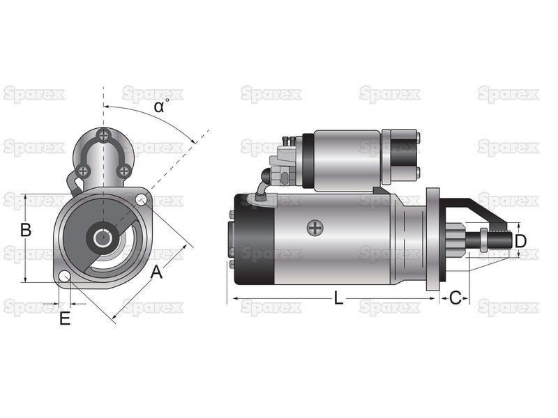 Starter Motor - 12V, 3Kw (Mahle) for Same Minitauro 60 (Minitauro)