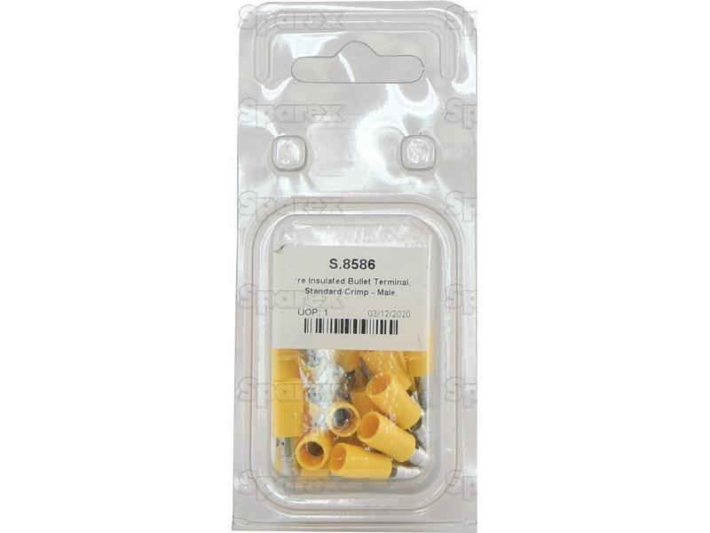 Pre Insulated Bullet Terminal, Standard Crimp - Male, 5.0mm, Yellow (4.0 - 6.0mm) (Agripak 25 pcs.)