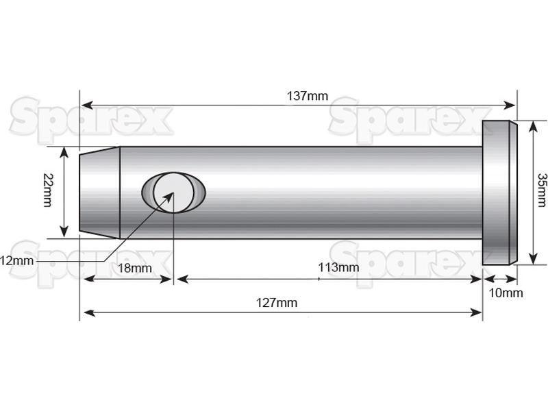 Lower link pin 22x113mm Cat. 1