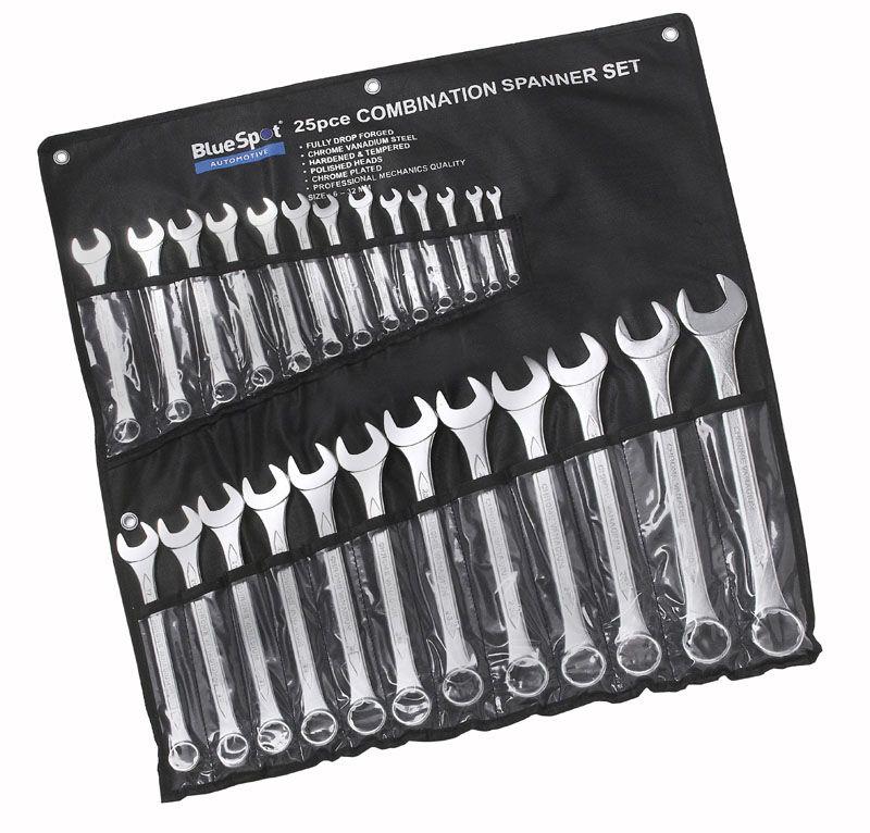 Blue Spot Tools 25 PCE Chrome Vanadium Metric Combination Spanner Set (6-32mm)