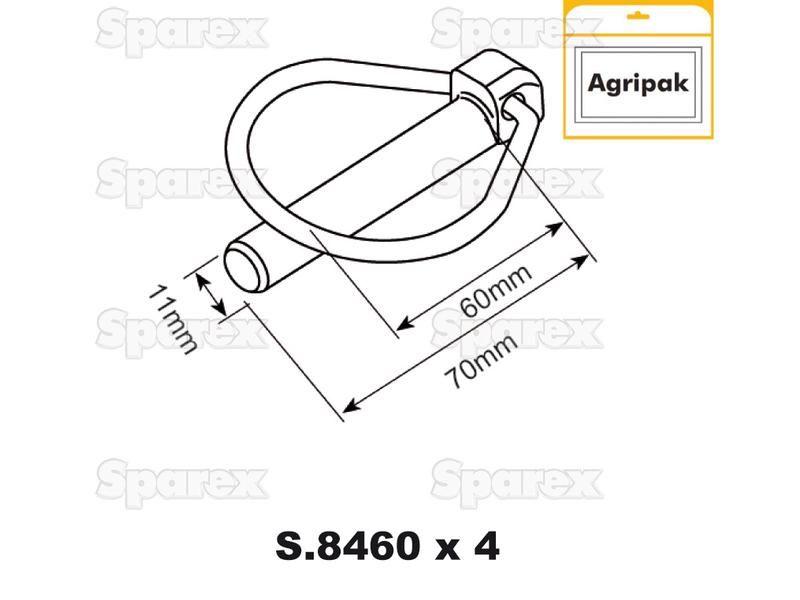 Pear Linch Pin, Pin Ø11mm x 70mm (4 pcs. Agripak) Vicon (090094887)